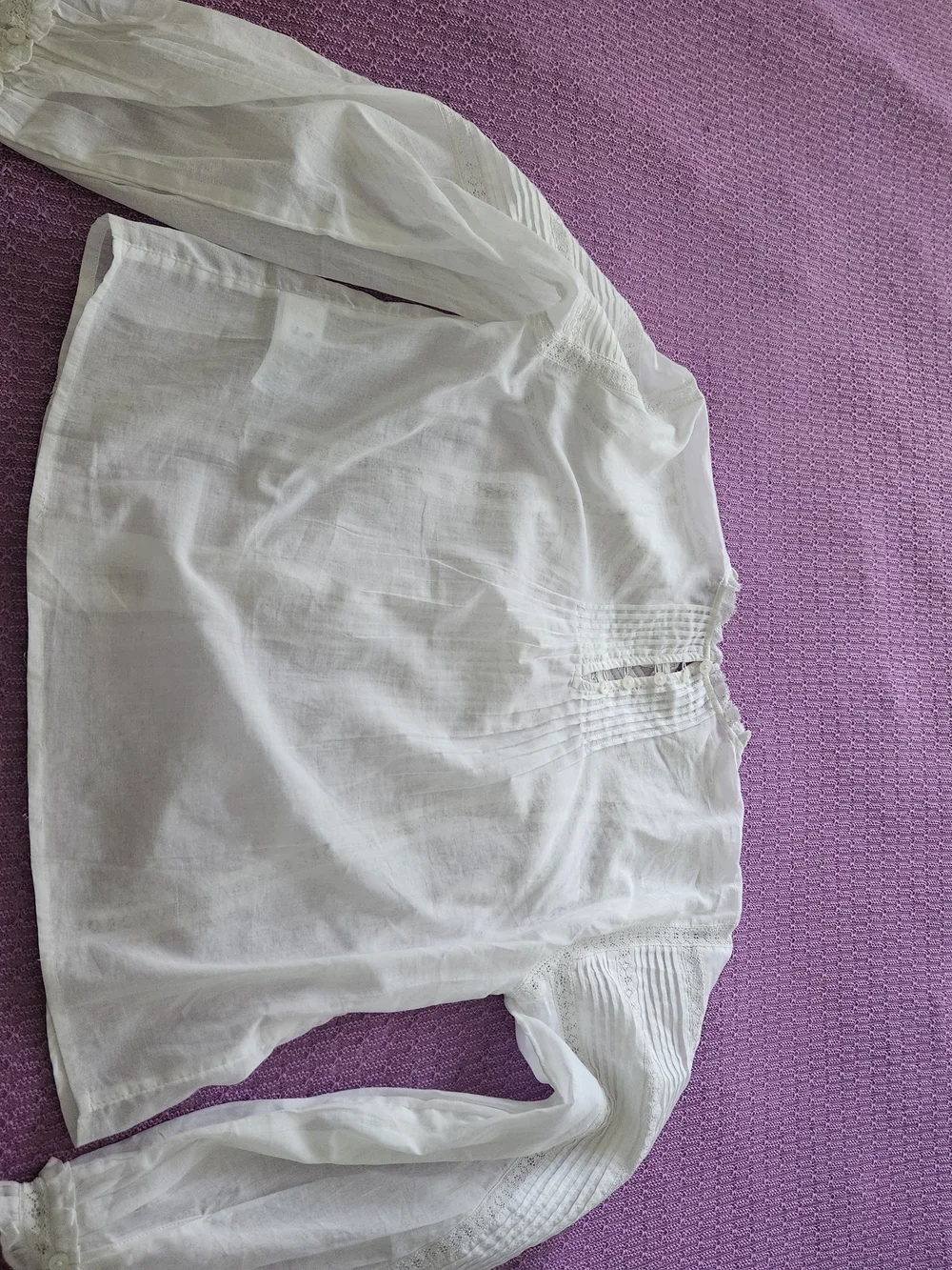 J. Crew White Lace Pintuck Peasant Blouse Size S